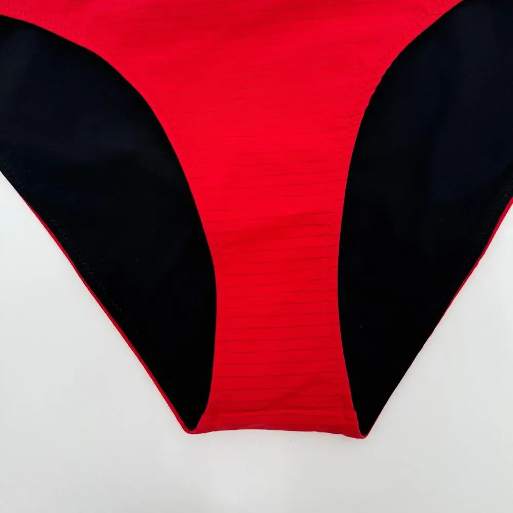 ROCHELLE SARA The Mercer Bikini Bottoms Size 2 Swim NWT Stripe Hibiscus Designer